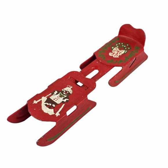 JACKSON N JILL Red Sleigh Decor Christmas Decoration Metal 8" X 2" X 1.5" - Picture 1 of 5